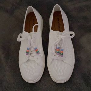 Lucky Brand Lenuda White Sneakers with Color Beads.  Size 7 1/2 M